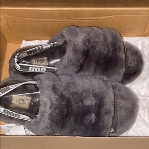 Grey ugg slides